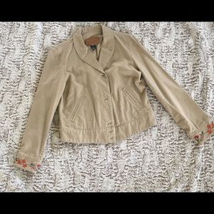 Ralph Lauren Embroidered Tan Jacket Blazer Floral